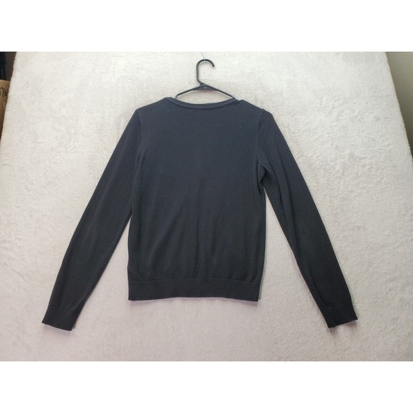 H&M Divided Cardigan Sweater Girls Size 10 Black Knit Cotton V Neck Button Front - Picture 2 of 8